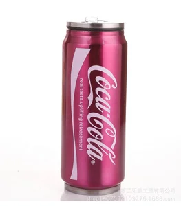 Image of Double wall stainless steel vacuum thermo cola Soda can cup tumbler with lid