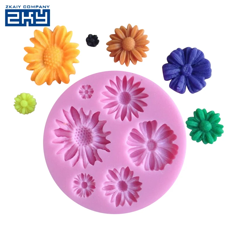 

Beautiful Sun Flower 3D Silicone Fondant Mold Cake Decorating Tools, Pink or customized