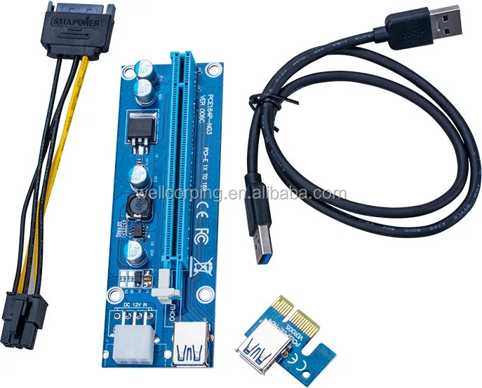 

100Pcs/Lot PCIe 1x to 16x PCI Express Extender Riser Card USB 3.0 Pcie Sata Adapter