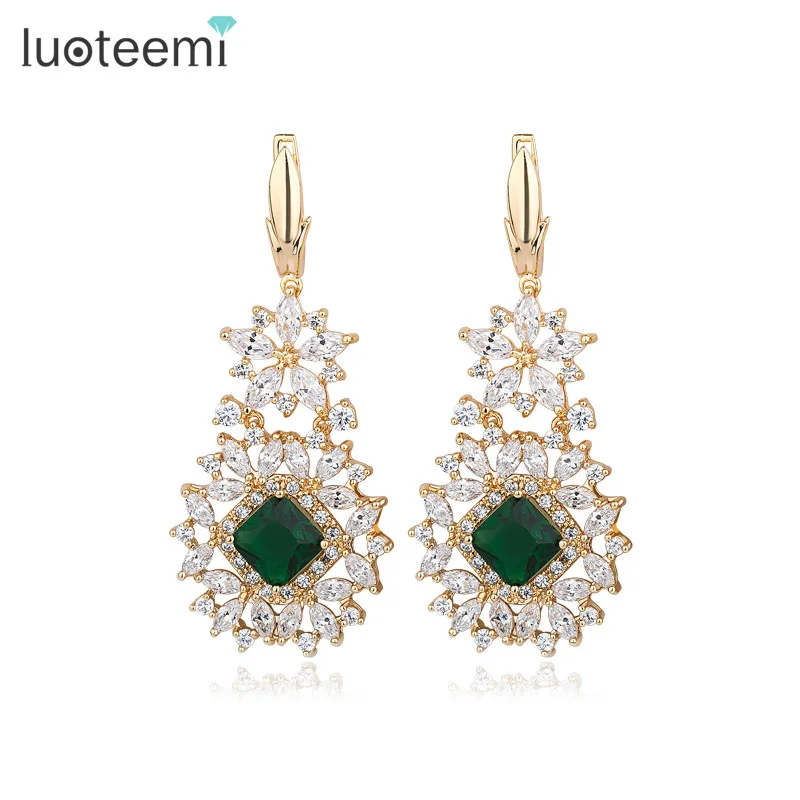 

LUOTEEMI Wholesale 2015 Created Cubic Zirconia Diamond Jewelry Dangle Wedding Bridesmaid Bridal Earrings For Women, N/a