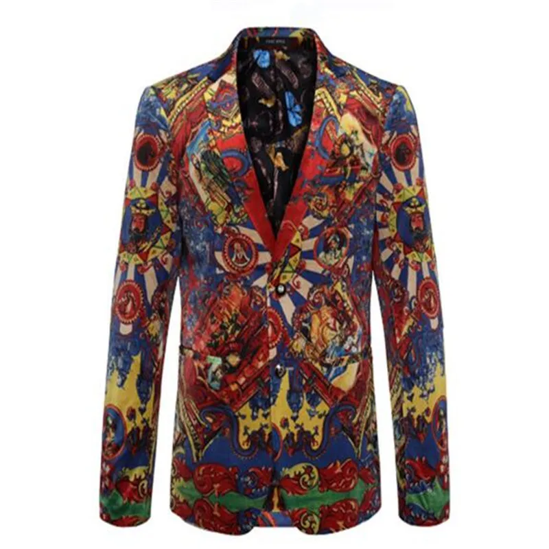 

Vintage fashion fitted slim wedding party evening skinning Men blazer flora printed tuxedo business suit velvet jackets, N/a