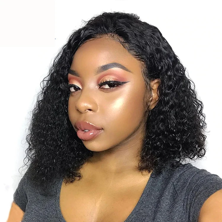Cheap Short 360 Lace Frontal Wig Bob Wigs Human Hair Curly Wet And