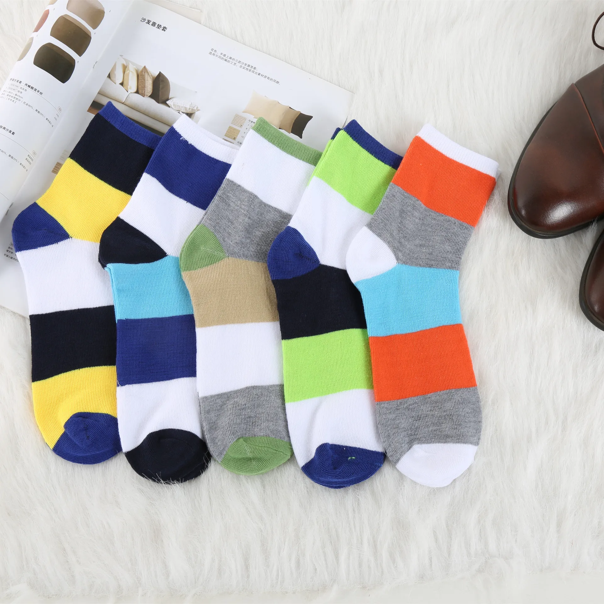 Youki man cheap sports Comfortable Color stripe long socks