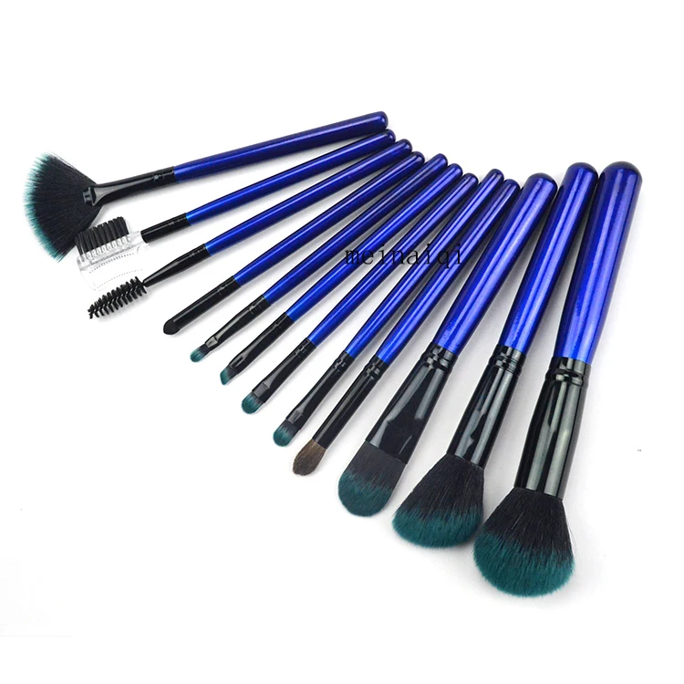 

Synthetic Hair Makeup Brush Private Label Make Up Brushes Wholesale blue 12 pcs makeup brush set