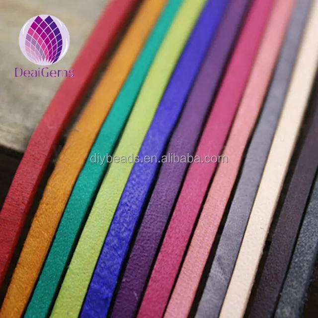 

3mm wide flat leather cord colorful leather cord