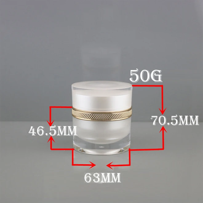 50g high grade double wall round white or gold cosmetics face cream empty plastic acrylic container for skin care packaging