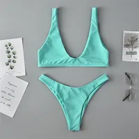 

Cikini 2019 Breath Two Piece Set swimwear woman crotchless bikinis