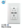 15A 125Volt Smart USB Wall Tamper Resistant Outlet Receptacle Power Socket For Mobile Phone Charge