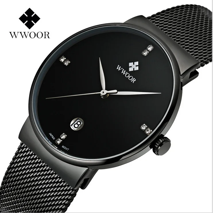 

WWOOR Vietnam Men's steel mesh japan movt quartz stainless steel case back watch, Colours