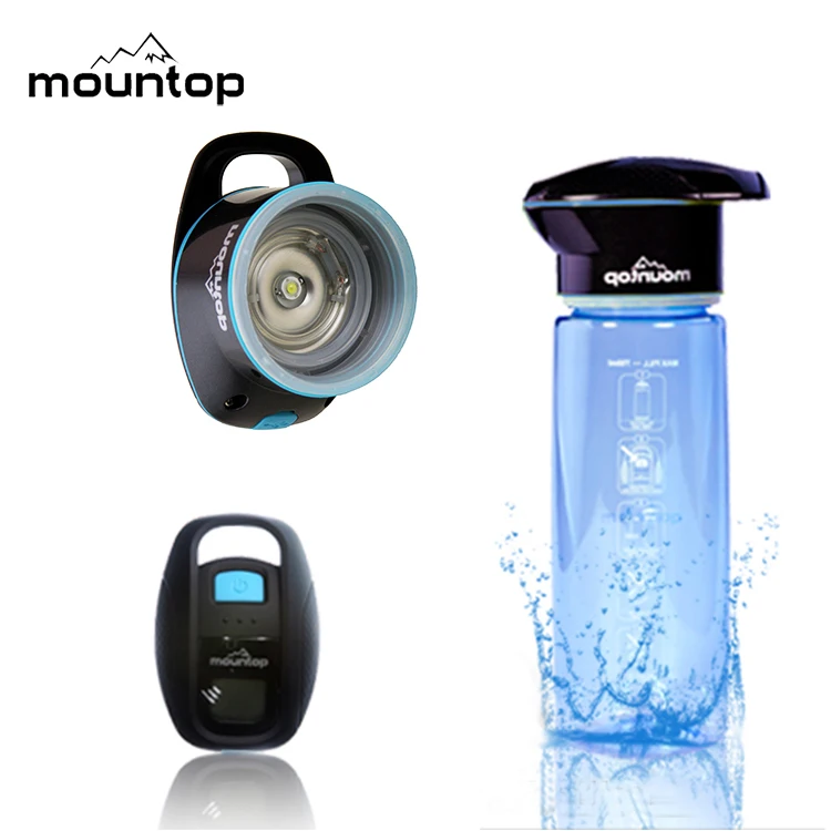 

Mountop Factory provide electric UV sport drinking plastic water bottle with BPA free, Blue green