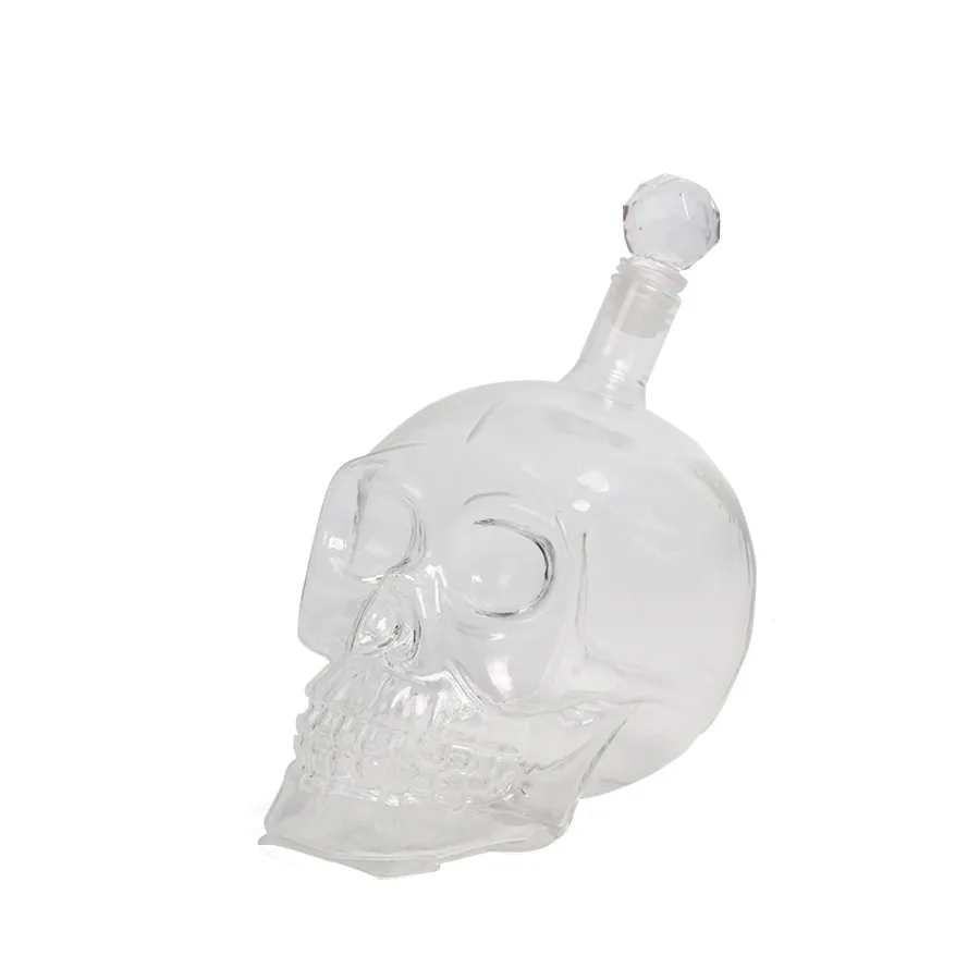 

HT101041 Wholesale cheap custom logo double wall skull glass cup wine world bottle beer glass pot, White