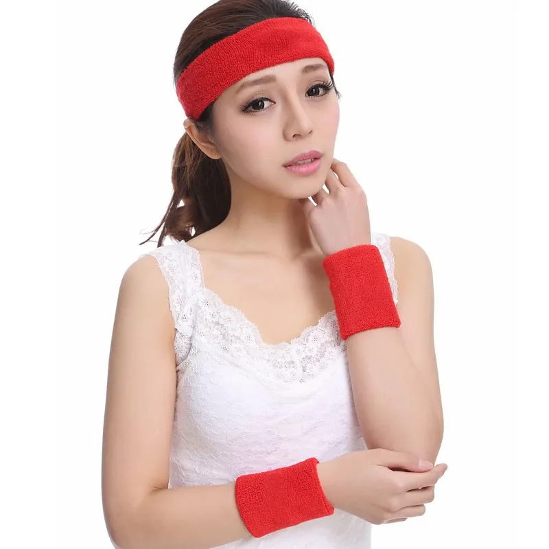 

cotton customize sports terry wrist Bracer band and headband, 16 color/any pantone color multi-colors
