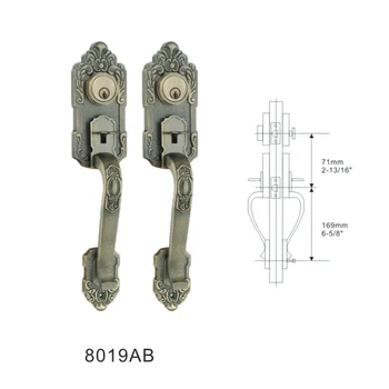 Antique Br Double Cylinder Door Handle With Lock Wrought Iron Gate Antique Br Double Cylinder Door Handle With Lock Wrought Iron Gate