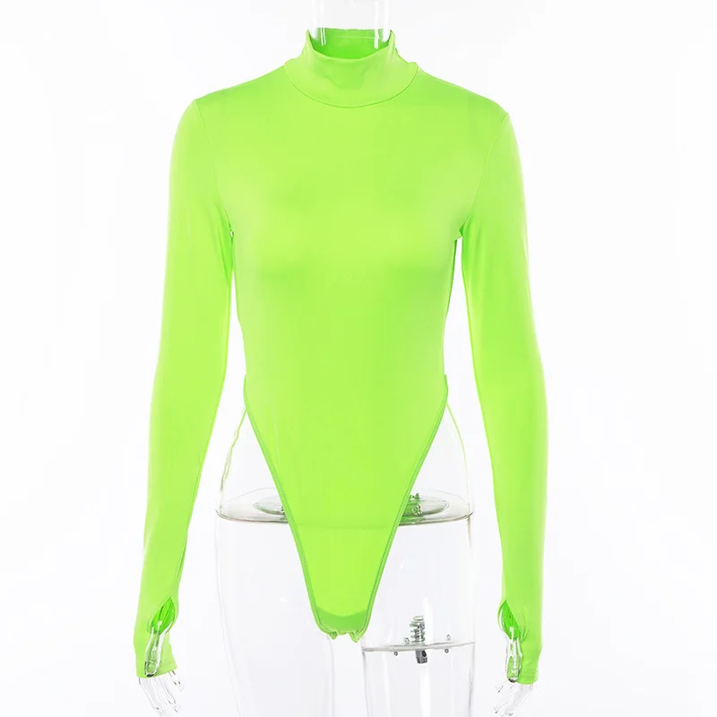 Oem Color Women Turtleneck Sexy Long Sleeve With Thumb Holes High Cut ...