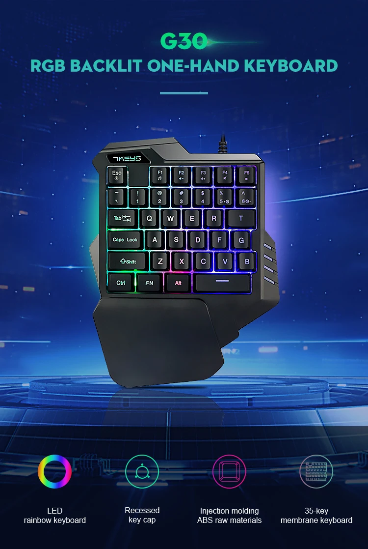 New Style Portable RGB Backlit Usb Mini Mechanical Keyboard, Gaming keyboard for Mobile Gamer