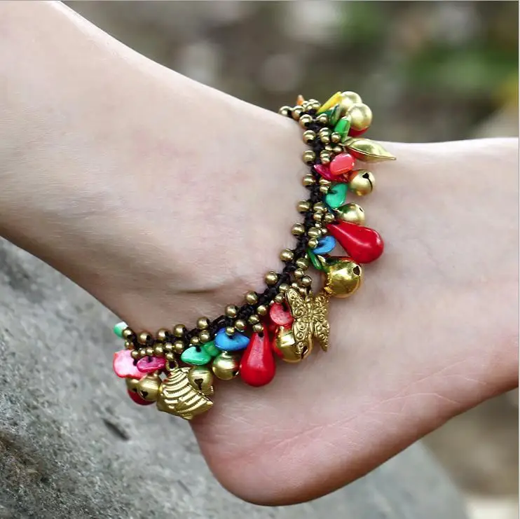 

AS1008 Vintage Handmade Stone Chip Beaded Macrame Anklets for Women, Gypsy Style Boho Bohemian Anklet for Girls