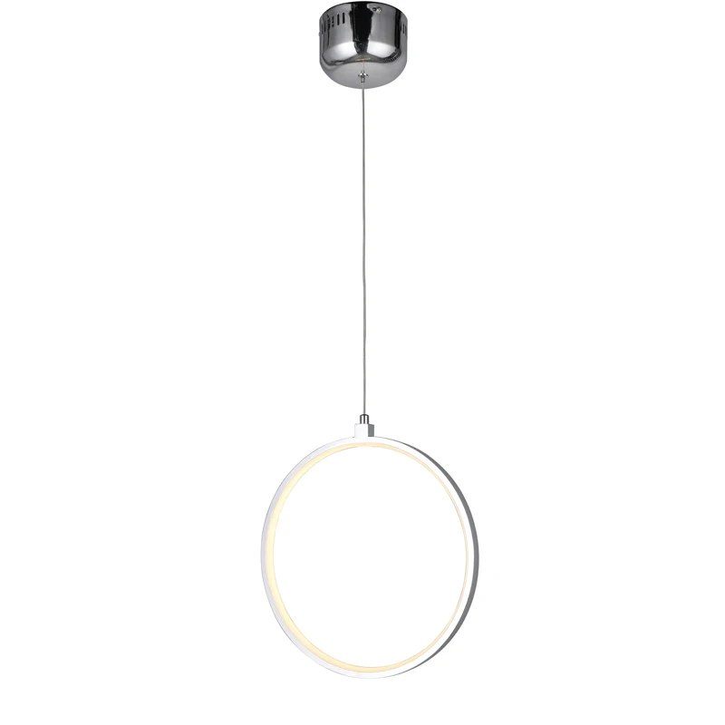 Modern Nature circle  White LED Acrylic Pendant Light Remote Control Included With 1 Ring chrome Finish