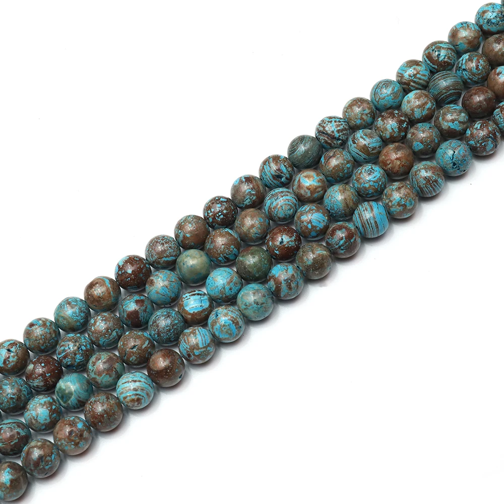 

Blue Flower Pattern Agate Beads Blue Banded Jasper Beads Loose Gemstone Jewelry Making Beads 15.5" Full Strand 4mm 6mm 8mm 10mm