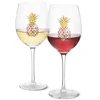 Dishwasher Safe Set of 2 Crystal Wine Glasses with Coloured Pineapple Large Glasses for Red and White Wine
