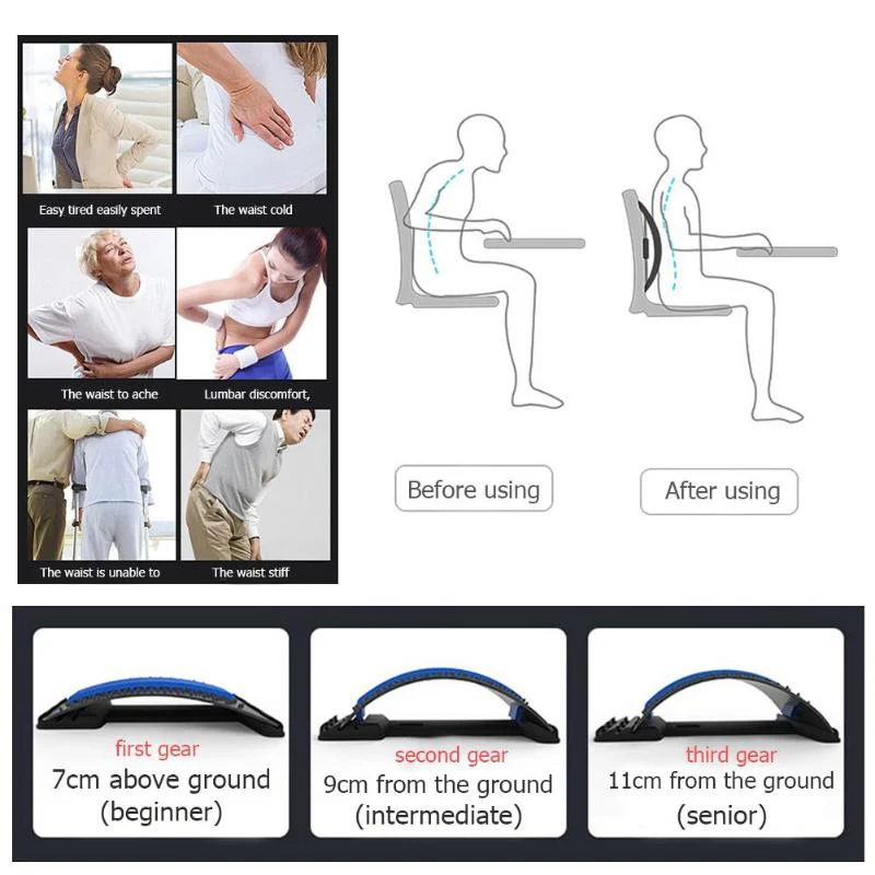 
Ajustable Back Massager Magic Stretch Equipment Fitness Massage Equipment Stretch Relax Lumbar Support Pain Relief Chiropractic 