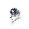 PES Fine Jewelry! Simple Pretty Authentic Star On Top Genuine Oval Paua Shell Ring (PES6-1471)