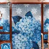 custom design beautiful flower mural pattern blue glass mosaic tile
