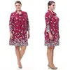 Women's Plus Size Cashmere Touch Butterfly Printed Dress Fashion Big Size Knee Length Casual And Work Dress