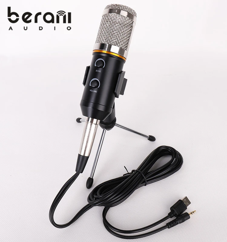 

BM700E+3.5 Omnidirectional podcast studio recording electret condenser tube microphone pc professional set with echo, Black