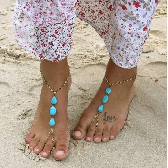 

Queena Boho Hot Anchors Barefoot Sandal Foot Toe Ring Jewelry Beach Anklet, See as pictures