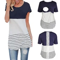 

Hot Fashion Maternity Nursing Tops Breastfeeding Clothes Clothing Lace Stripe Maternity Breastfeeding Shirt Feeding Nursing Wear