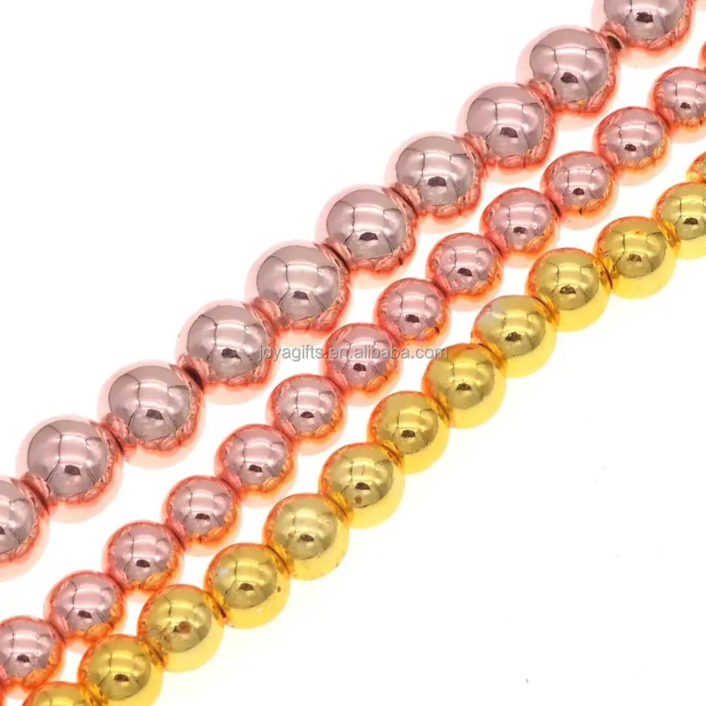 

Loose Rose Gold / Silver / Gold/ Black Hematite  Round Beads for making jewelry, Mutilcolor