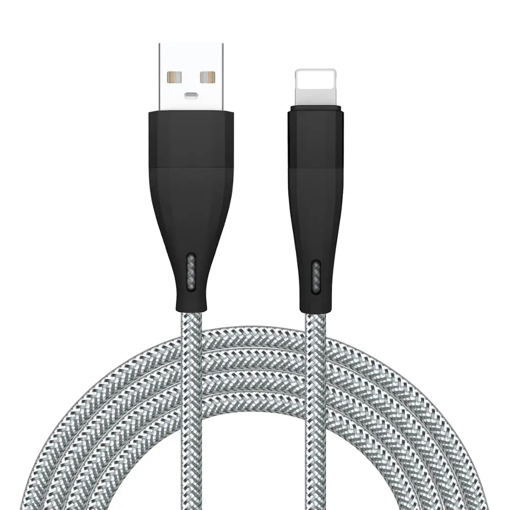 

Durable Steel Wire Braided USB Data Cable 100cm 2.4A Fast Charging for Apple iPhone iPad, White;black