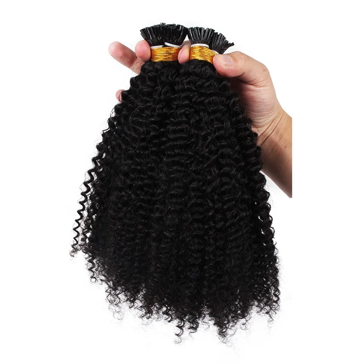 

wholesale raw brazilian hair extensions 4A afro kinky curly i tip hair