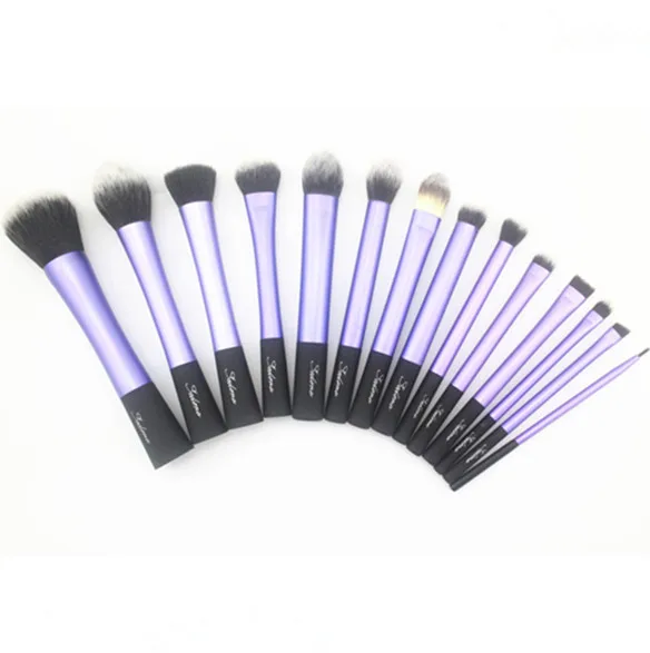 

14pcs Blue Long aluminum ferrule makeup brush set
