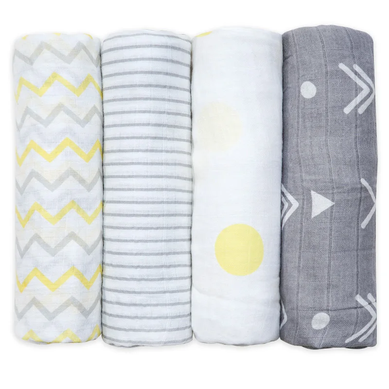 

Wholesale Two Layer Cotton Custom Printed Arrow Wave Baby Muslin Swaddle Baby Blankets Set, Print