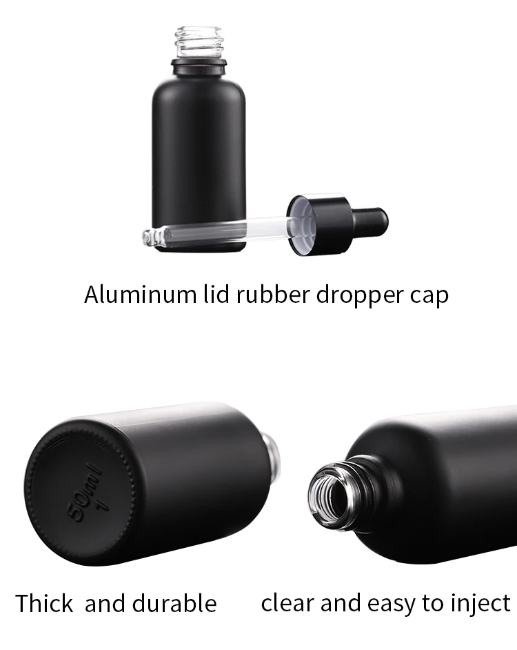 High End Custom Frosted Matte Black Cosmetic Glass Bottle For Lotion