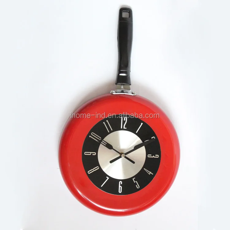 

Creative Home Decoration Kitchen Wall Clock Flying Pan Wall Clock Quartz Living Room Antique Modern kitchen clocks 3d horloge, Red/black/white