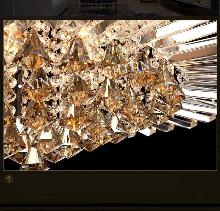 XingJun residential chandelier LED Stainless Steel hanging pendant crystal ceiling light modern