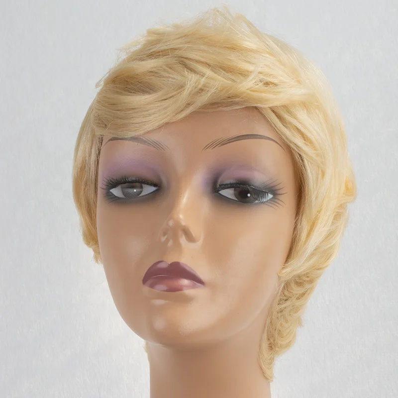 

Wholesale 2019 New Pixie Cut Short Hair Wig 613 Blonde None Lace 100% Brazilian Human Hair Wig for Women