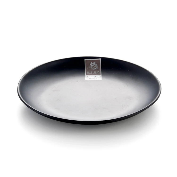 Wholesale Unbreakable Japanese Sushi Restaurant Round Black Melamine