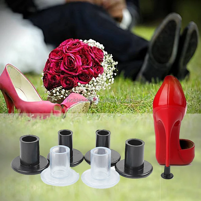 

PVC Plastic High Heels Stiletto Shoes Heel Tip Protector Plastic High Heel Protector For Dancers Outdoor Wedding on Grass, Transparent/black/gold transparent/silver transparent etc.