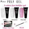 Hot Selling 30g Clear White Pink Color 3 IN 1 Lot Fast Gel UV Builder Gel Nail Polish Poly Gel For Nail Salon
