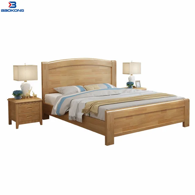 Latest Design Simple Solid Wood Furniture Wooden Double Bed Buy