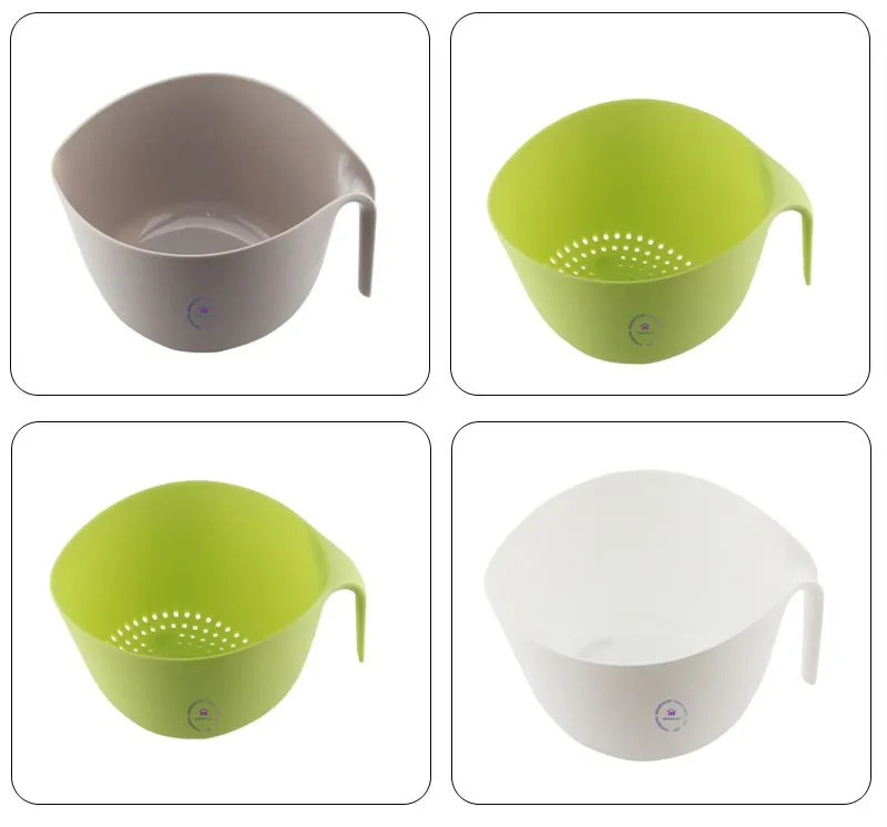 2 pcs easy grip heavy plastic colander and mixing bowl strainer set for cleaning washing fruit vegetable with non slip bottom