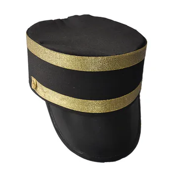 Custom Black And Gold Adult Hotel Doorman Hats Engineer Train