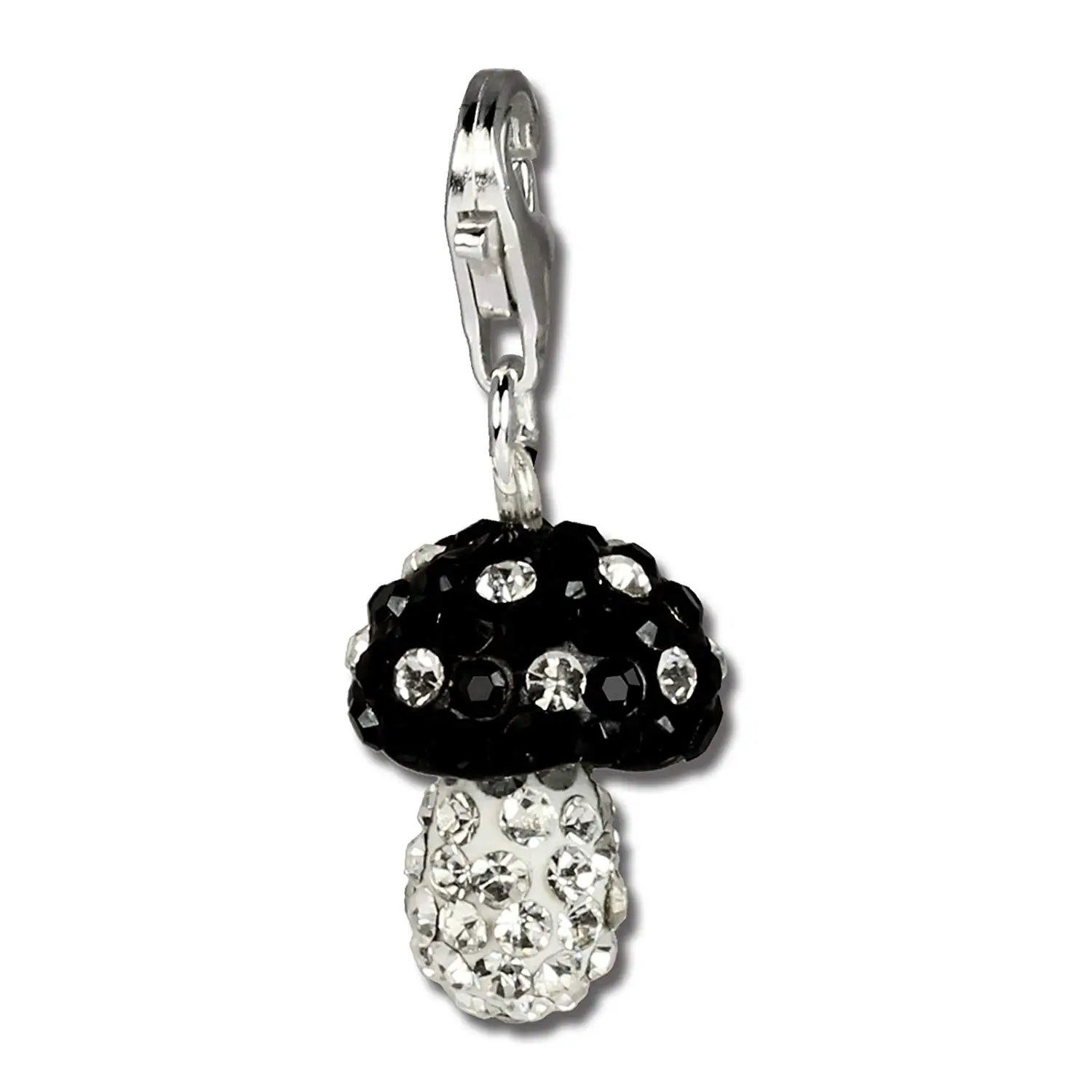 Silver Earring Charms Find Deals On Get Quotations Silberdream Glitter Charm Swarowski Elements Black And White Mushroom 925 Sterling Silver Charms Pendant For