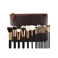 

Professional Luxury Black 15 Pcs PU Soft Hair Cosmetics Maquillaje Makeup Brush Set