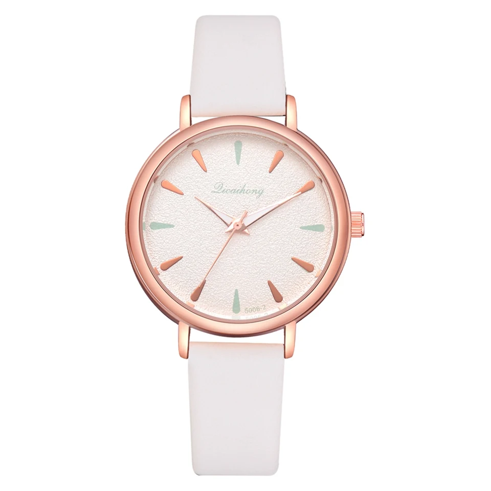 

Fashion Women Rose Gold Leather Lady Watches Business Candy Color Gift Clock Watch Relogio Feminino LS1084, Black;white