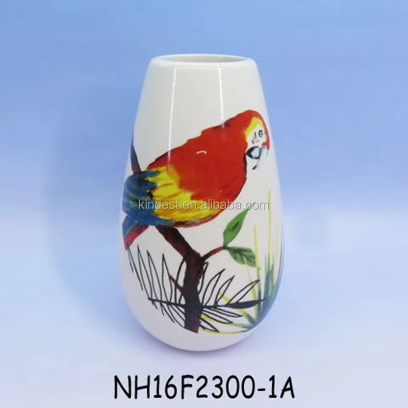 Tropical Birds Design Ceramic Flower Vase Home Office Decor Buy