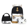 Wholesale Latest print canvas 3 in 1 set Lunch bag women backpack